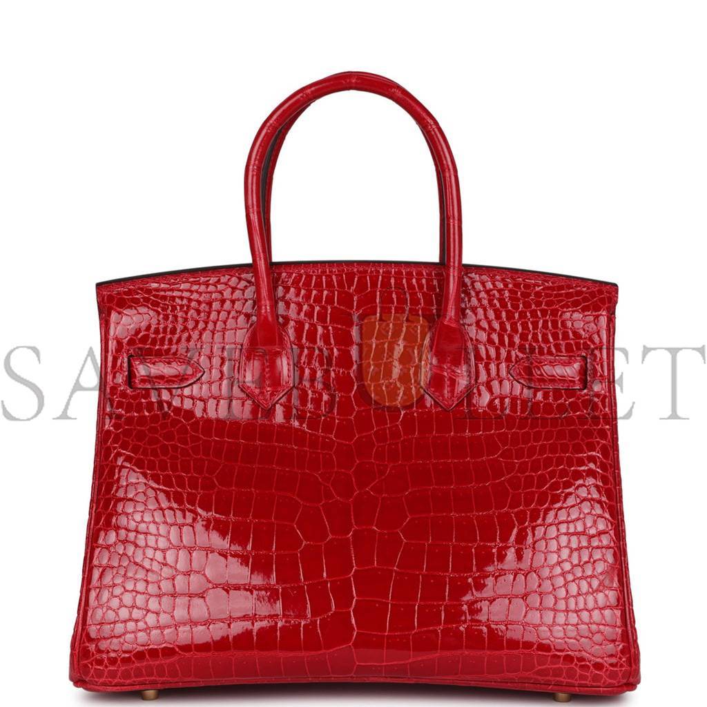 H**mes birkin 30 braise shiny porosus crocodile gold hardware (30*22*16cm)